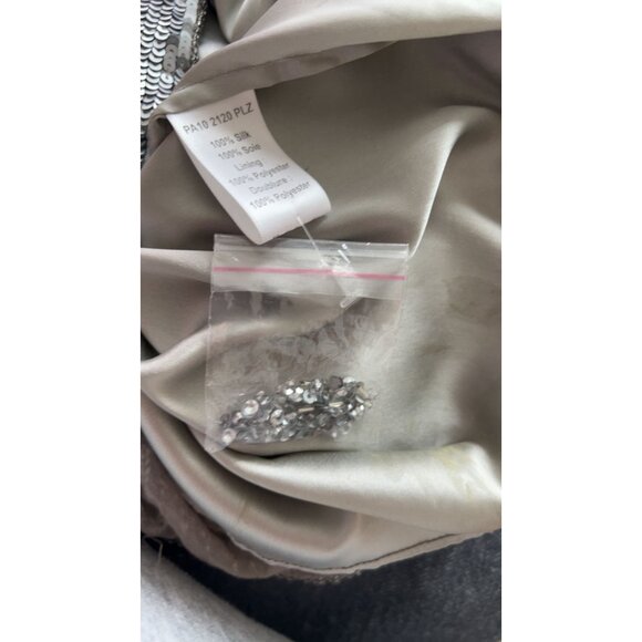 Parker "Comoros" Embellished Beaded and Gems Silk Shift Dress Silver Size‎ XS - Picture 7 of 9